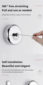 Wall-mounted Clothes Line Windproof 2.8m Adjustable Strength