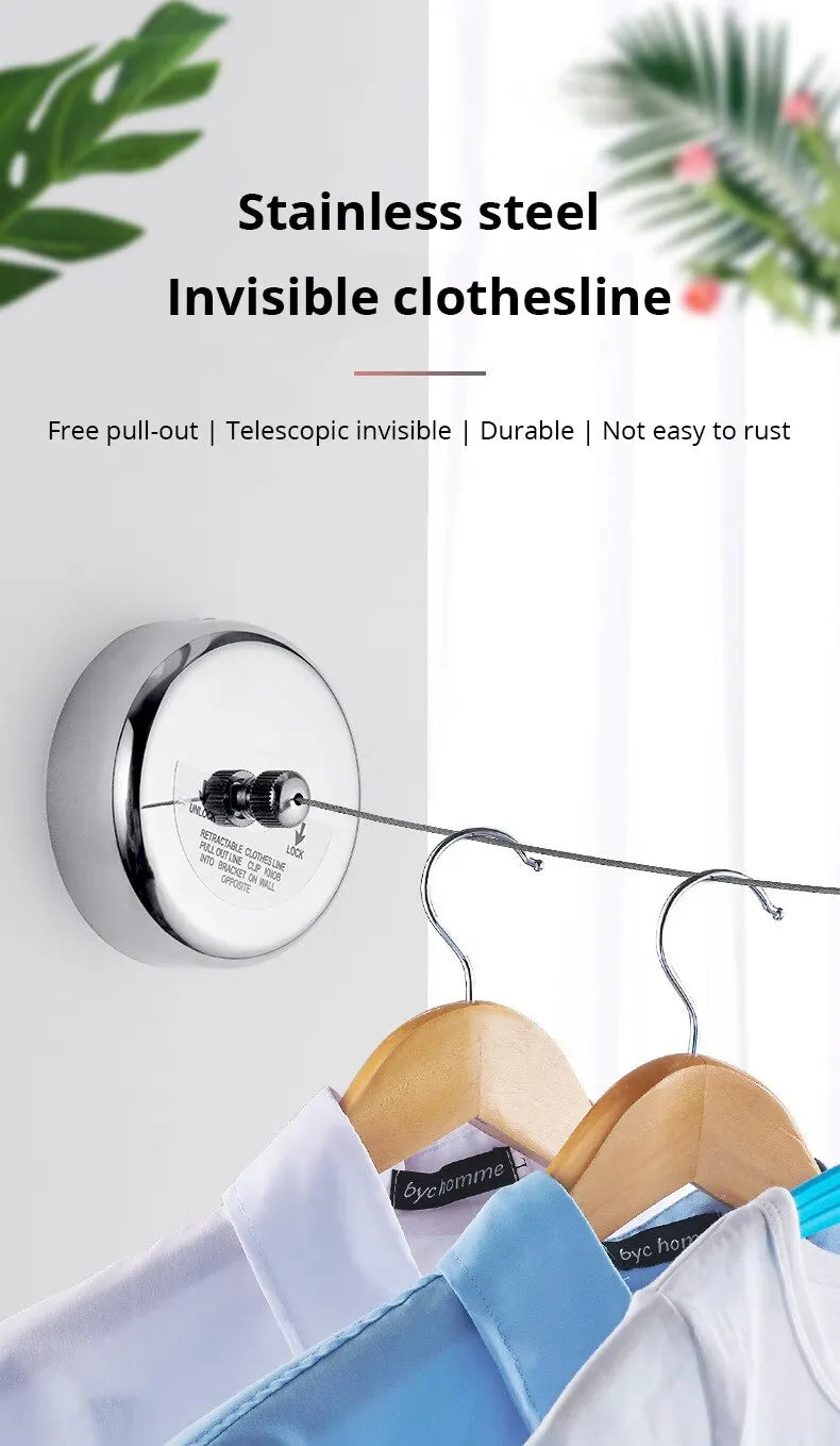Wall-mounted Clothes Line Windproof 2.8m Adjustable Strength