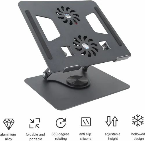 Support d'Ordinateur Portable Rotatif à 360° - ventilateurs non inclus