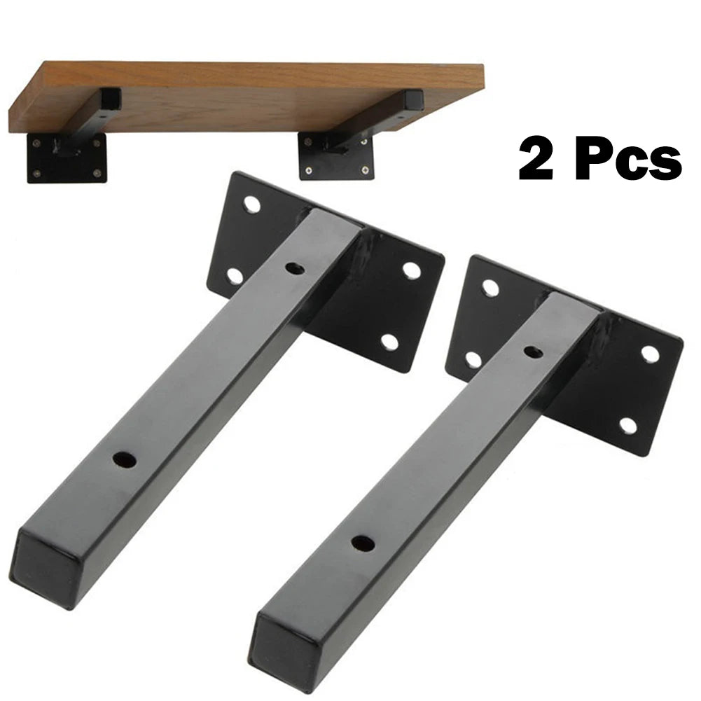 Étagère murale-Bois mdf Marron et Acier Noir -L x P(60x25)cm