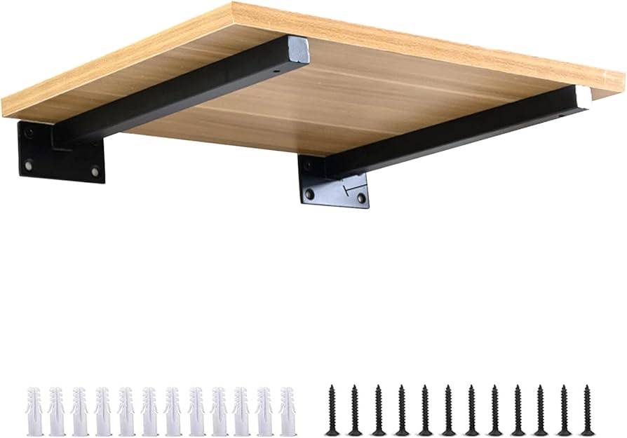 Étagère murale-Bois mdf Marron et Acier Noir -L x P(60x25)cm
