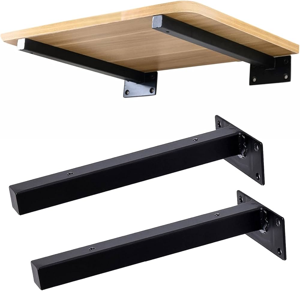 Étagère murale-Bois mdf Marron et Acier Noir -L x P(60x25)cm