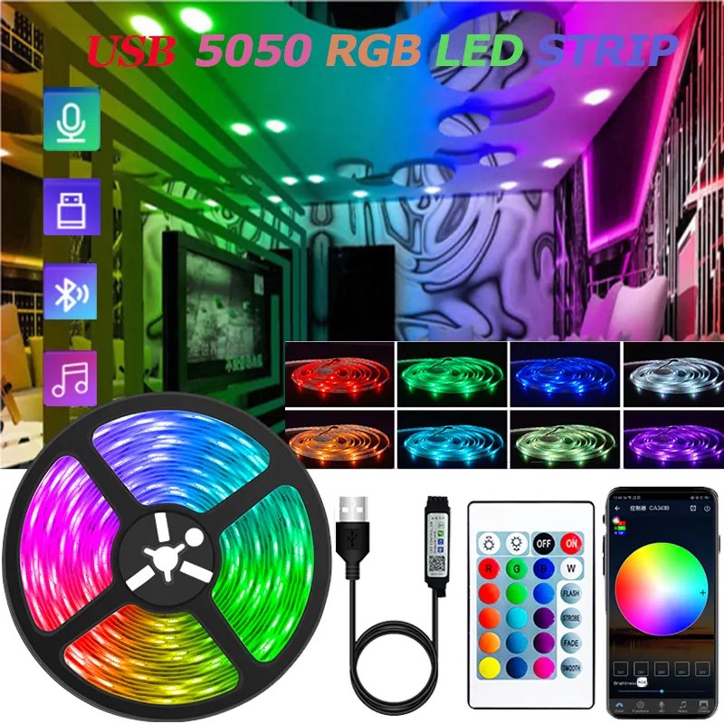 Ruban LED USB 5050 RGB 5V – 5m – Multicolore