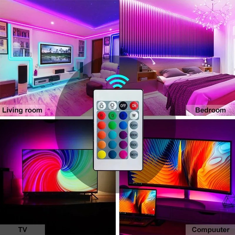 Ruban LED USB 5050 RGB 5V – 5m – Multicolore