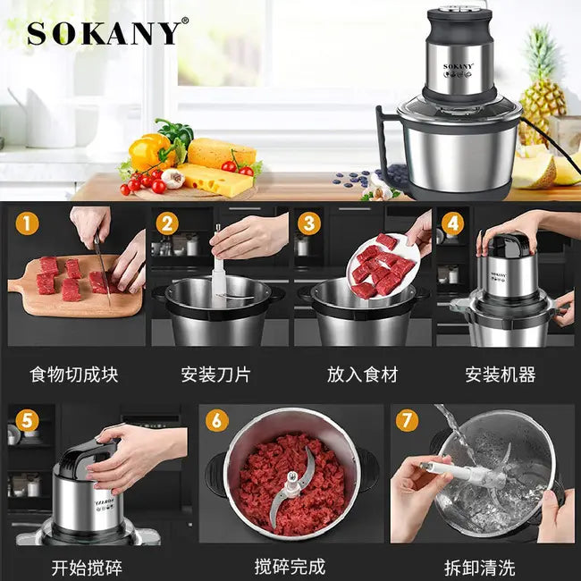 Hachoir Professionnelle SOKANY Avec Bol En Inox - 800 W - 3Litre